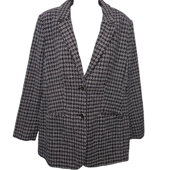Liz Claiborne Tweed Printed 2 Button Wool Long Sleeve Blazer - Picture 1 of 3